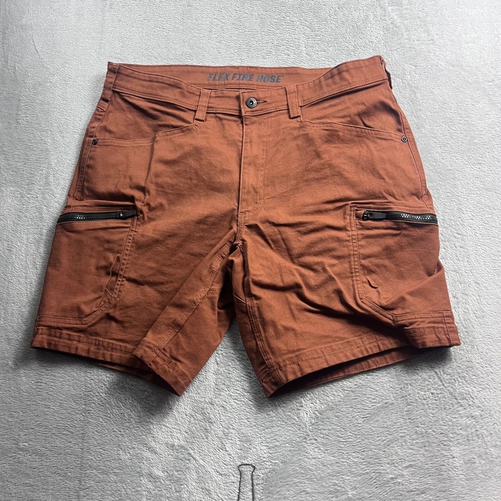 Duluth Trading Co Flex Fire Hose Cargo Shorts Mens 36 Brown Standard Fit
